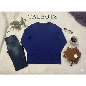NWT Talbots Cobalt Blue Pure Cashmere Sweater Sz. L